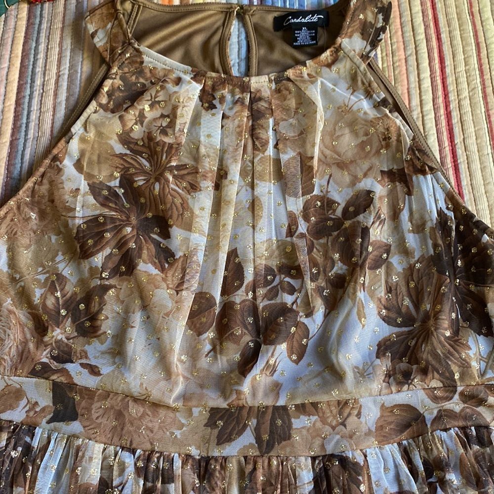 Candalite Gold Brown Tan Maxi Dress XL - Picture 2 of 9